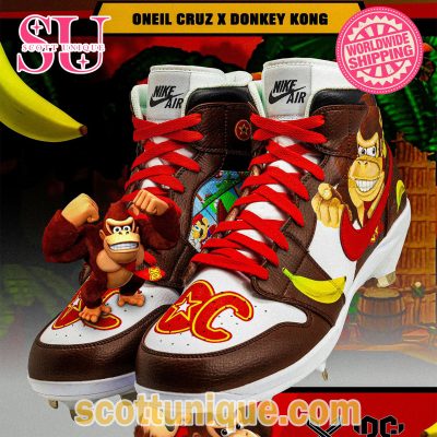 Oneil Cruz x Donkey Kong Nike Air Jordan 1 High Top Shoes -Soulcals.com