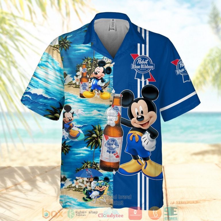 Pabst Blue Ribbon Mickey Mouse On The Beach 3D Hawaiian Shirt, Short - Hot Sale 2025 Pabst Blue Ribbon Mickey Mouse On The Beach 3D Hawaiian Shirt, Short - Hot Sale 2025