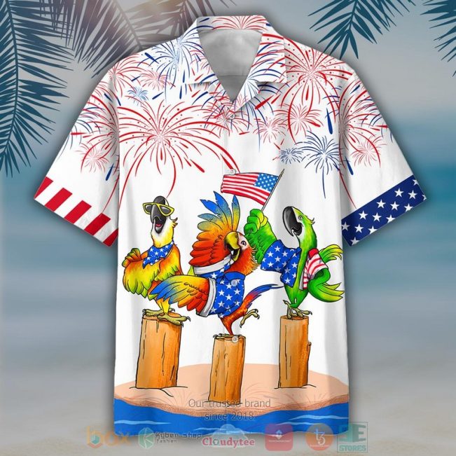 Parrot Independence Day Is Coming White Hawaiian Shirt, Shorts - Hot Sale 2025