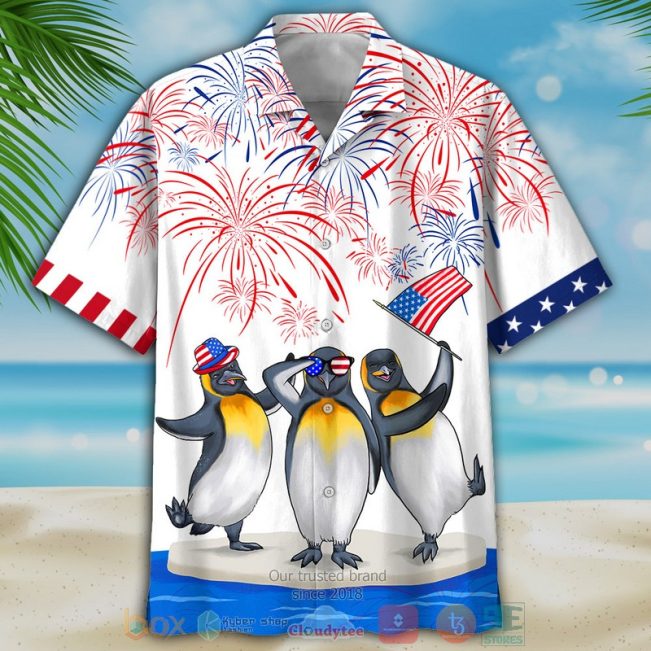 Penguins Independence Day White Hawaiian Shirt, Shorts - Hot Sale 2025