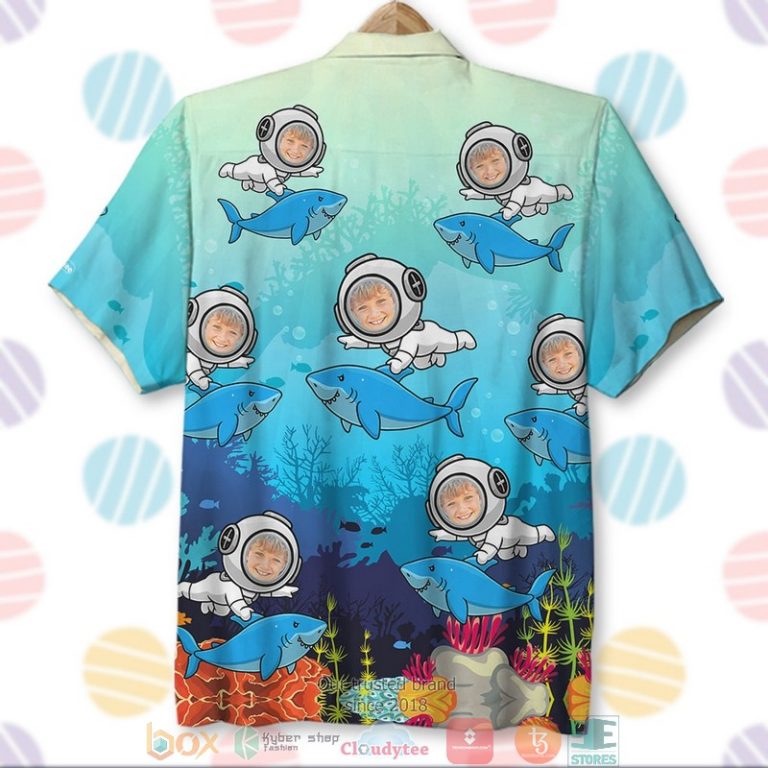 Personalized Scuba Diving Deep Blue Seas Meeting With Shark Custom Photo Hawaiian Shirt, Shorts - Hot Sale 2025