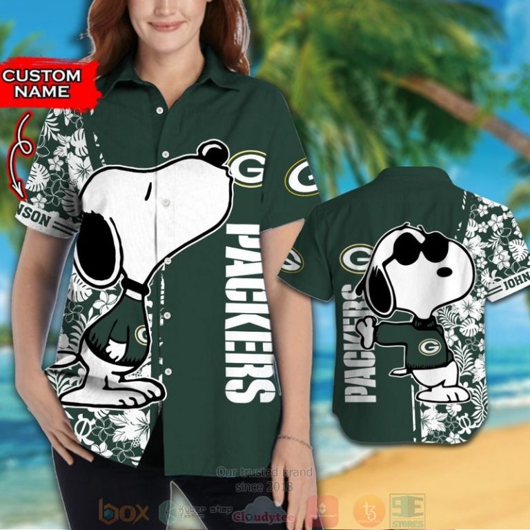 Personalized Snoopy Green Bay Packers Custom Hawaiian Shirt And Shorts - Hot Sale 2025