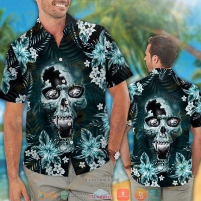 Philadelphia Eagles 3D Illusion Skull Hawaiian Shirt, Short - Hot Sale 2025
