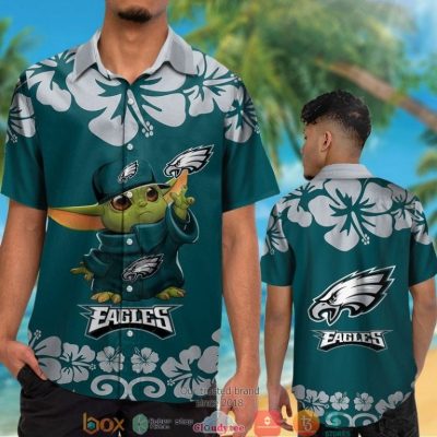 Philadelphia Eagles Baby Yoda Hibiscus Hawaiian Shirt, Short - Hot Sale 2025