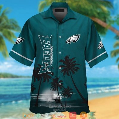 Philadelphia Eagles Coconut Island Night Moon Hawaiian Shirt, Short - Hot Sale 2025