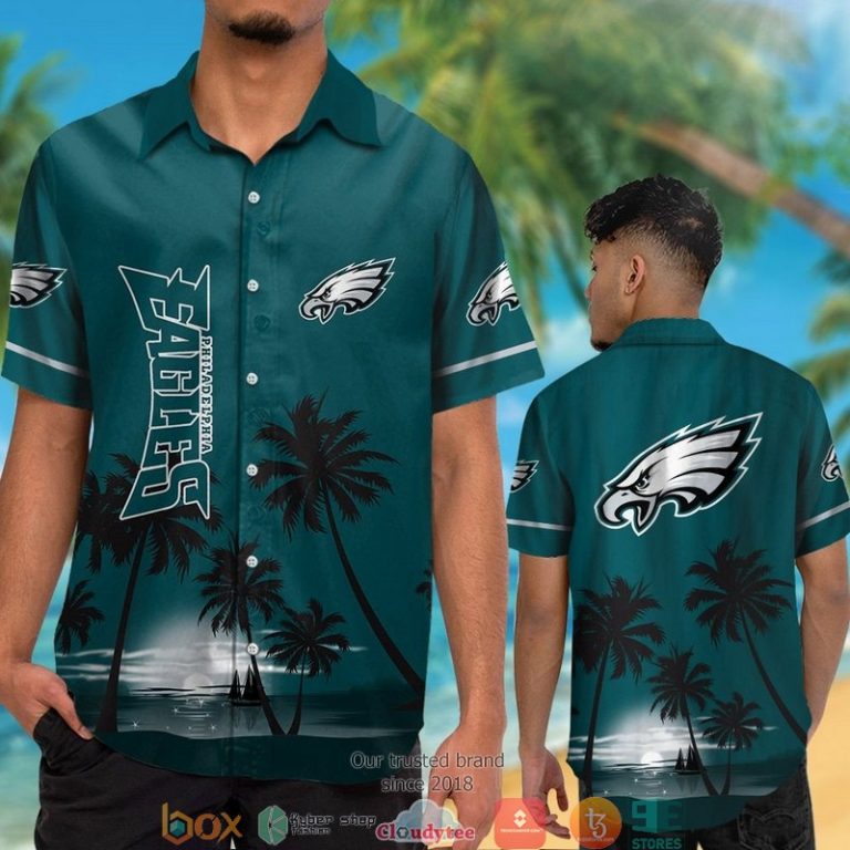 Philadelphia Eagles Coconut Island Night Moon Hawaiian Shirt, Short - Hot Sale 2025