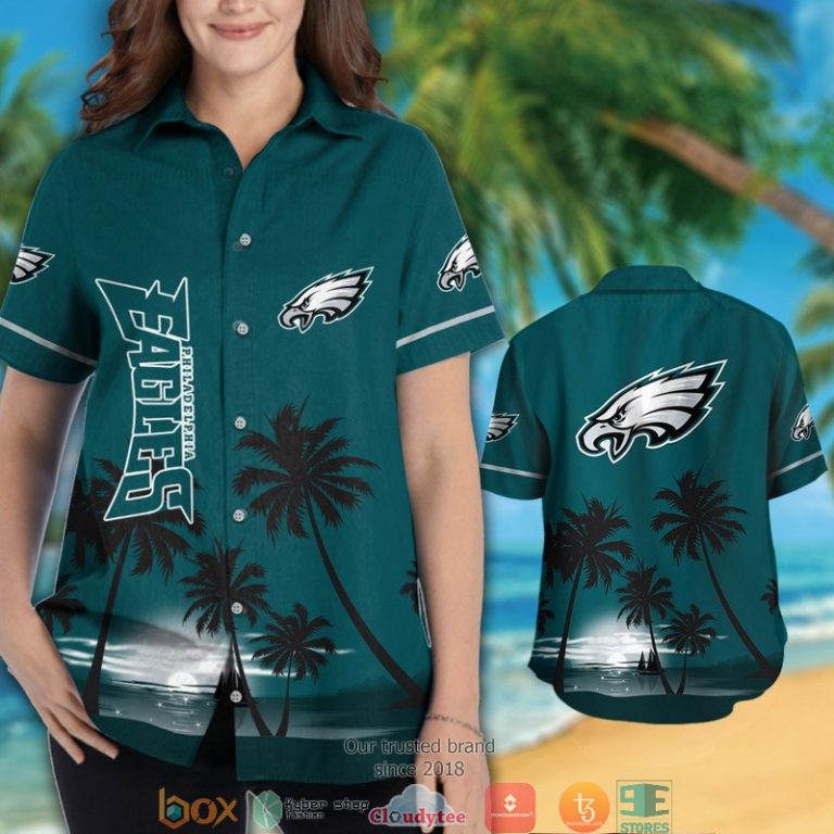 Philadelphia Eagles Coconut Island Night Moon Hawaiian Shirt, Short - Hot Sale 2025