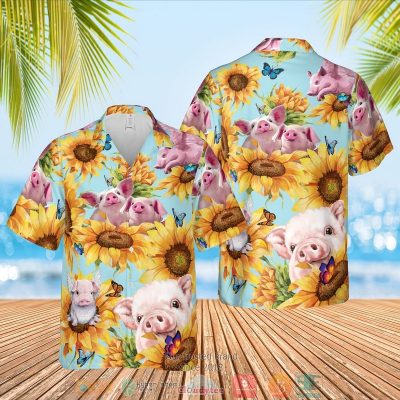 Pig Sunflower Pattern Hawaiian Shirt, Shorts - Hot Sale 2025