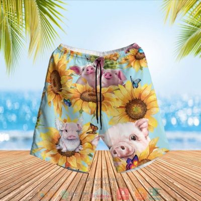Pig Sunflower Pattern Hawaiian Shirt, Shorts - Hot Sale 2025
