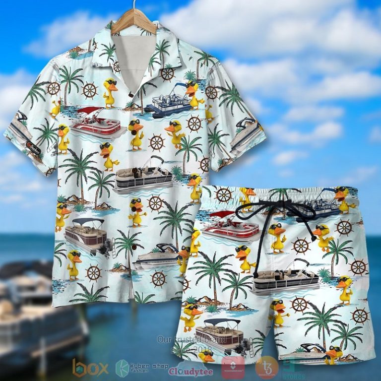 Pontoon Duck Palm Tree Pattern Hawaiian Shirt, Shorts - Hot Sale 2025 Pontoon Duck Palm Tree Pattern Hawaiian Shirt, Shorts - Hot Sale 2025