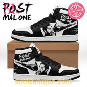 Post Malone Black "Leave Me Malone" Air Jordan High Top Sneakers -Soulcals.com