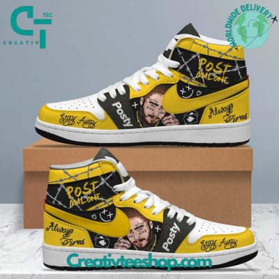 Post Malone Stay Away Yellow Air Jordan 1 Sneaker - soulcals.com