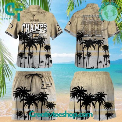 Purdue Boilermakers Basketball Big10 Champions 2024 Hawaiian Set - Teesmith