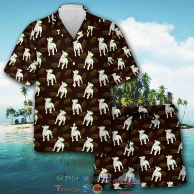 Bull Terrier Brown Rounded Skull Hawaiian Shirt And Shorts - Hot Sale 2025