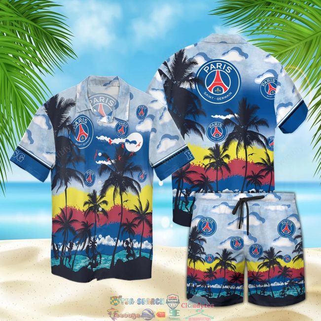 Paris Saint-Germain Fc Palm Tree Hawaiian Shirt Beach Shorts - Hot Sale 2025