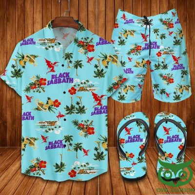 Black Sabbath Light Blue Flip Flops And Combo Hawaiian Shirt Shorts