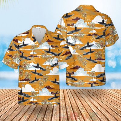 Rn Historical Churchill-Class Submarine Orange Hawaiian Shirt, Short - Hot Sale 2025
