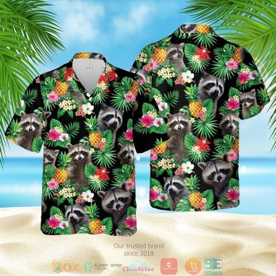 Raccoon Pineapple Pattern Black Hawaiian Shirt, Shorts - Hot Sale 2025