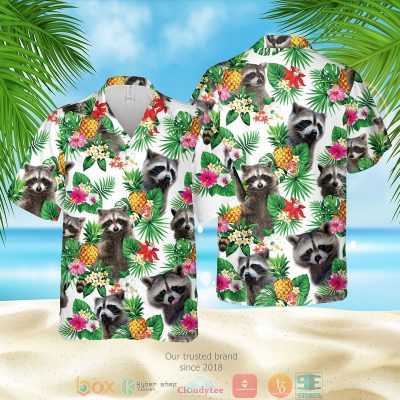 Raccoon Pineapple Pattern White Hawaiian Shirt, Shorts - Hot Sale 2025