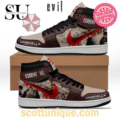 Resident Evil Umbrealla Corporation Air Jordan 1 High Top Sneaker -Soulcals.com
