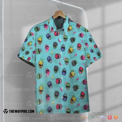 Retro Mighty Morphin Power Rangers Helmet Pattern Hawaiian Shirt, Short - Hot Sale 2025
