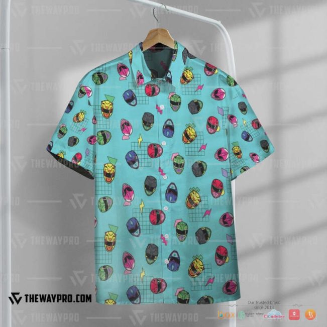 Retro Mighty Morphin Power Rangers Helmet Pattern Hawaiian Shirt, Short - Hot Sale 2025