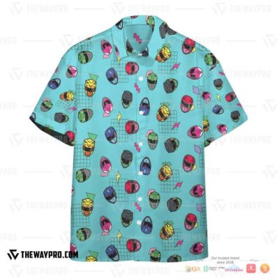 Retro Mighty Morphin Power Rangers Helmet Pattern Hawaiian Shirt, Short - Hot Sale 2025
