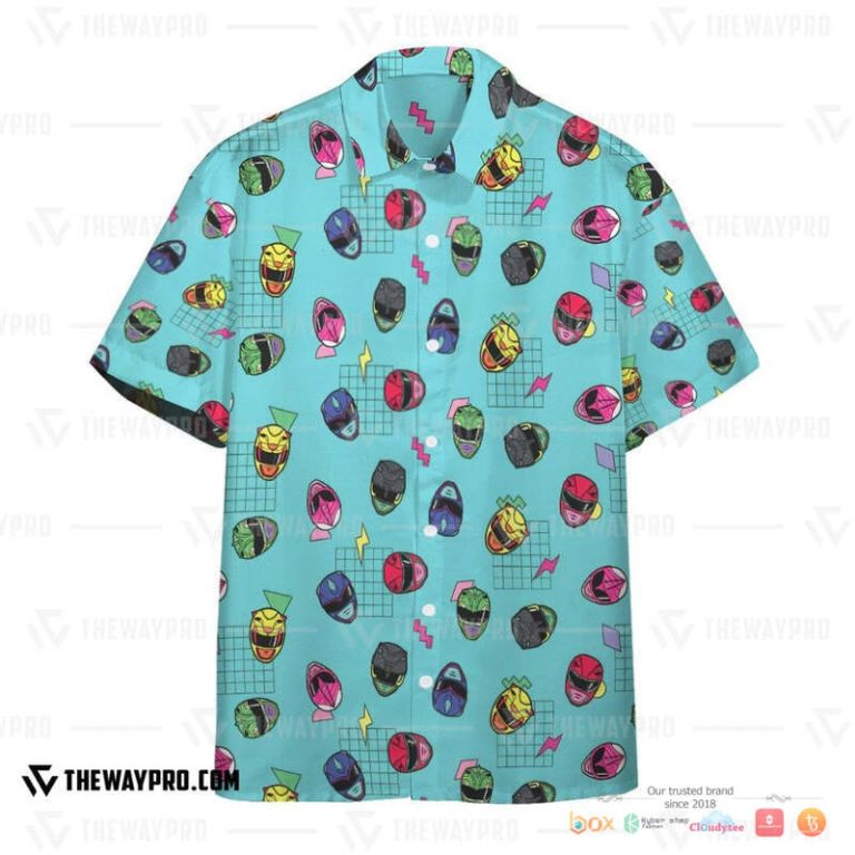 Retro Mighty Morphin Power Rangers Helmet Pattern Hawaiian Shirt, Short - Hot Sale 2025 Retro Mighty Morphin Power Rangers Helmet Pattern Hawaiian Shirt, Short - Hot Sale 2025