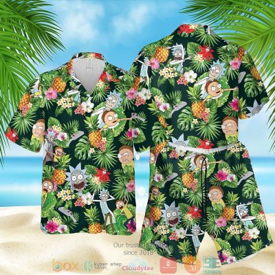 Rick And Morty Pineapple Green Hawaiian Shirt, Shorts - Hot Sale 2025