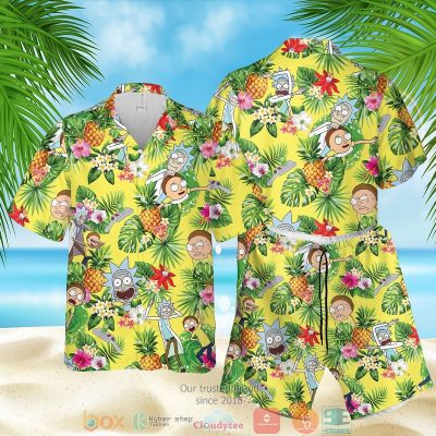 Rick And Morty Pineapple Yellow Hawaiian Shirt, Shorts - Hot Sale 2025