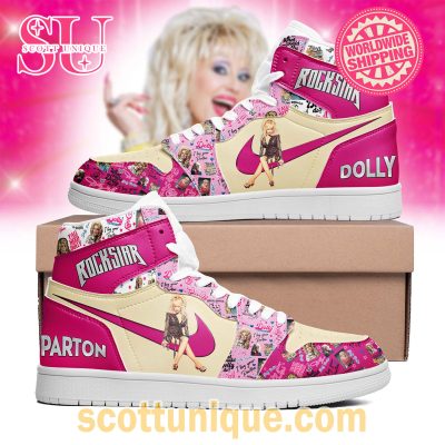 Rockstar Dolly Parton Pink Air Jordan 1 High Top Sneaker -Soulcals.com