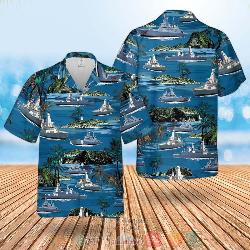 Royal Navy Daring Class Type 45 Destroyer Blue Hawaiian Shirt, Shorts - Hot Sale 2025 Royal Navy Daring Class Type 45 Destroyer Blue Hawaiian Shirt, Shorts - Hot Sale 2025