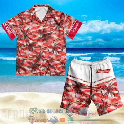 Personalized Name Budweiser Beer Palm Tree Hawaiian Shirt Beach Shorts - Hot Sale 2025