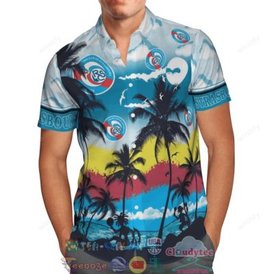 Rc Strasbourg Alsace Fc Palm Tree Hawaiian Shirt Beach Shorts - Hot Sale 2025