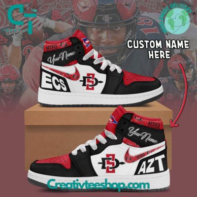 San Diego State Aztecs NCAA Custom Name Air Jordan 1 Sneaker - soulcals.com
