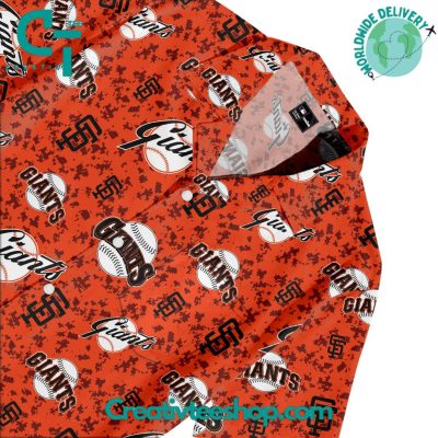 San Francisco Giants Orange Camouflage Hawaiian Set - Teesmith