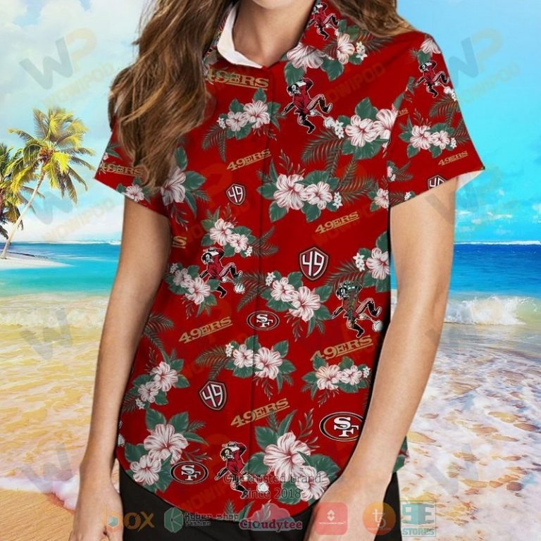 San Francisco 49Ers Hibiscus Hawaiian Shirt And Shorts - Hot Sale 2025