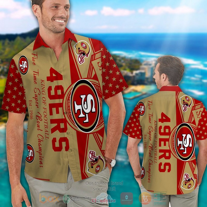 San Francisco 49Ers King Of Football Five Times Super Bowl Champions Hawaiian Shirt And Shorts - Hot Sale 2025