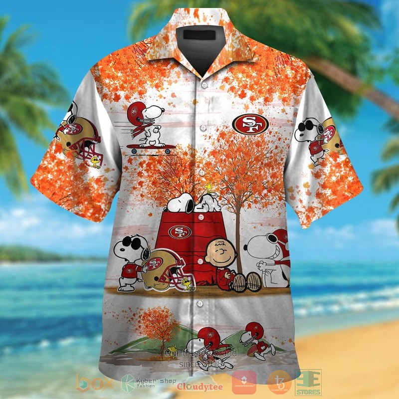 San Francisco 49Ers Snoopy Charlie Brown Autumn Hawaiian Shirt And Shorts - Hot Sale 2025