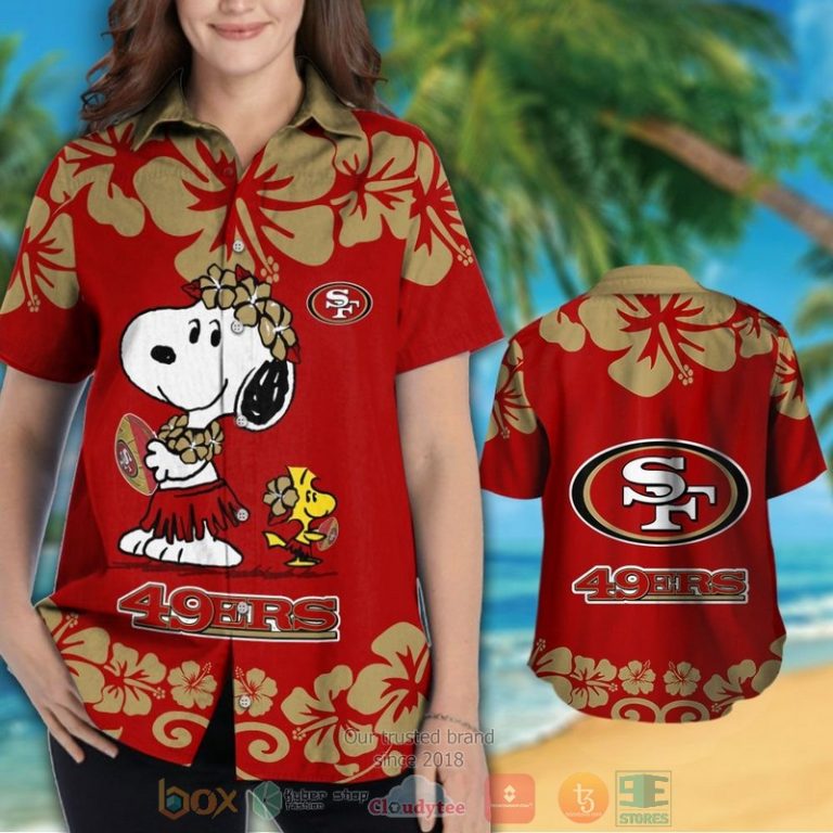 San Francisco 49Ers Snoopy Woodstock Hawaiian Shirt And Shorts - Hot Sale 2025