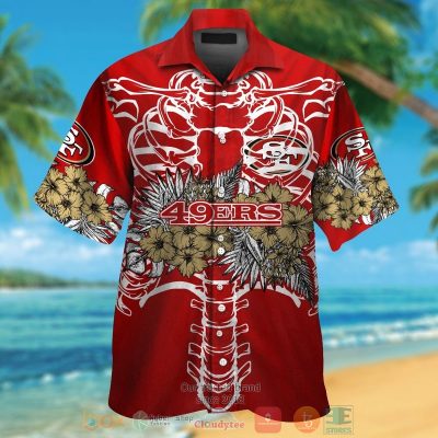 San Francisco 49Ers Gold Hibiscus Red Hawaii Shirt, Shorts - Hot Sale 2025