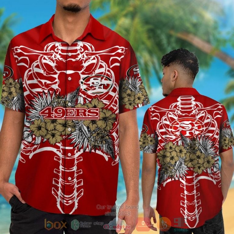 San Francisco 49Ers Gold Hibiscus Red Hawaii Shirt, Shorts - Hot Sale 2025