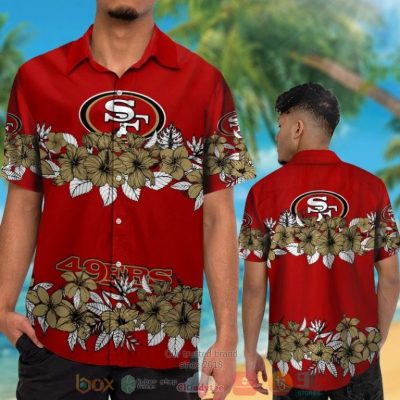 San Francisco 49Ers Gold Tropical Plants Red Hawaii Shirt, Shorts - Hot Sale 2025