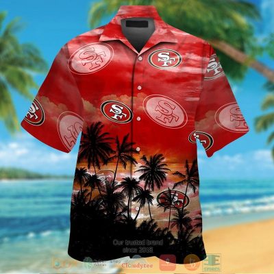 San Francisco 49Ers Palm Tree Red Black Hawaiian Shirt And Shorts - Hot Sale 2025