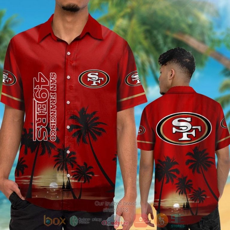 San Francisco 49Ers Palm Trees Dark Red Hawaii Shirt, Shorts - Hot Sale 2025