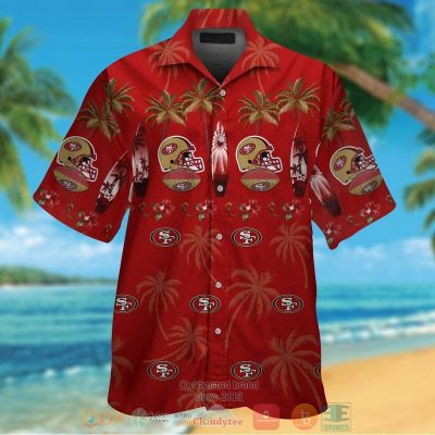San Francisco 49Ers Surfboard Palm Tree Hawaiian Shirt And Shorts - Hot Sale 2025