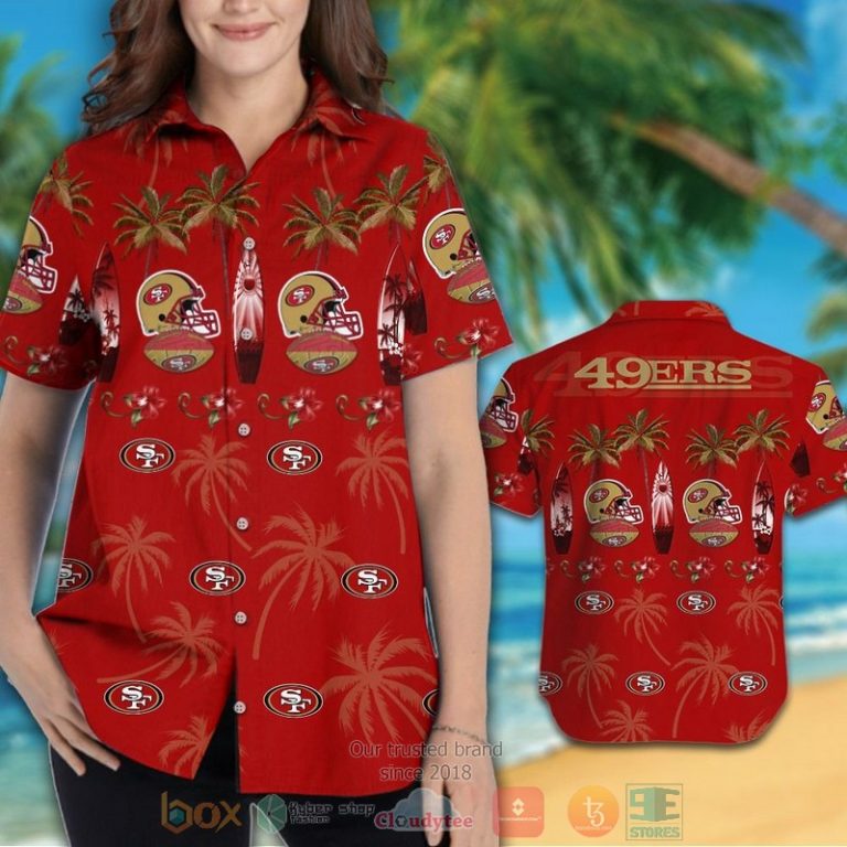 San Francisco 49Ers Surfboard Palm Tree Hawaiian Shirt And Shorts - Hot Sale 2025