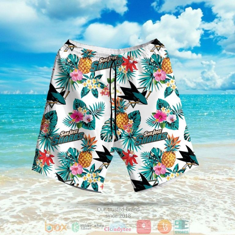 San Jose Sharks Nhl Pineapple White Hawaiian Shirt, Shorts - Hot Sale 2025
