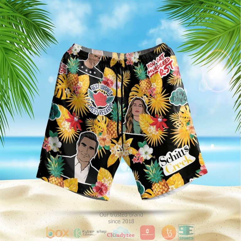 Schitt?S Creek Pineapple Black Yellow Hawaiian Shirt, Shorts - Hot Sale 2025
