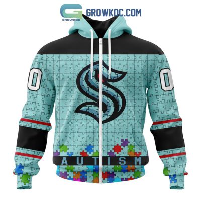 Seattle Kraken NHL Special Unisex Kits Hockey Fights Against Autism Hoodie T Shirt